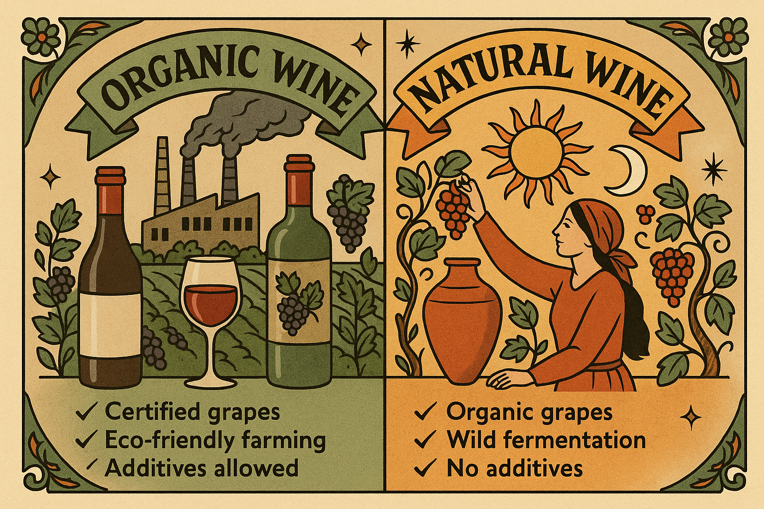 Natural vs Organic wine